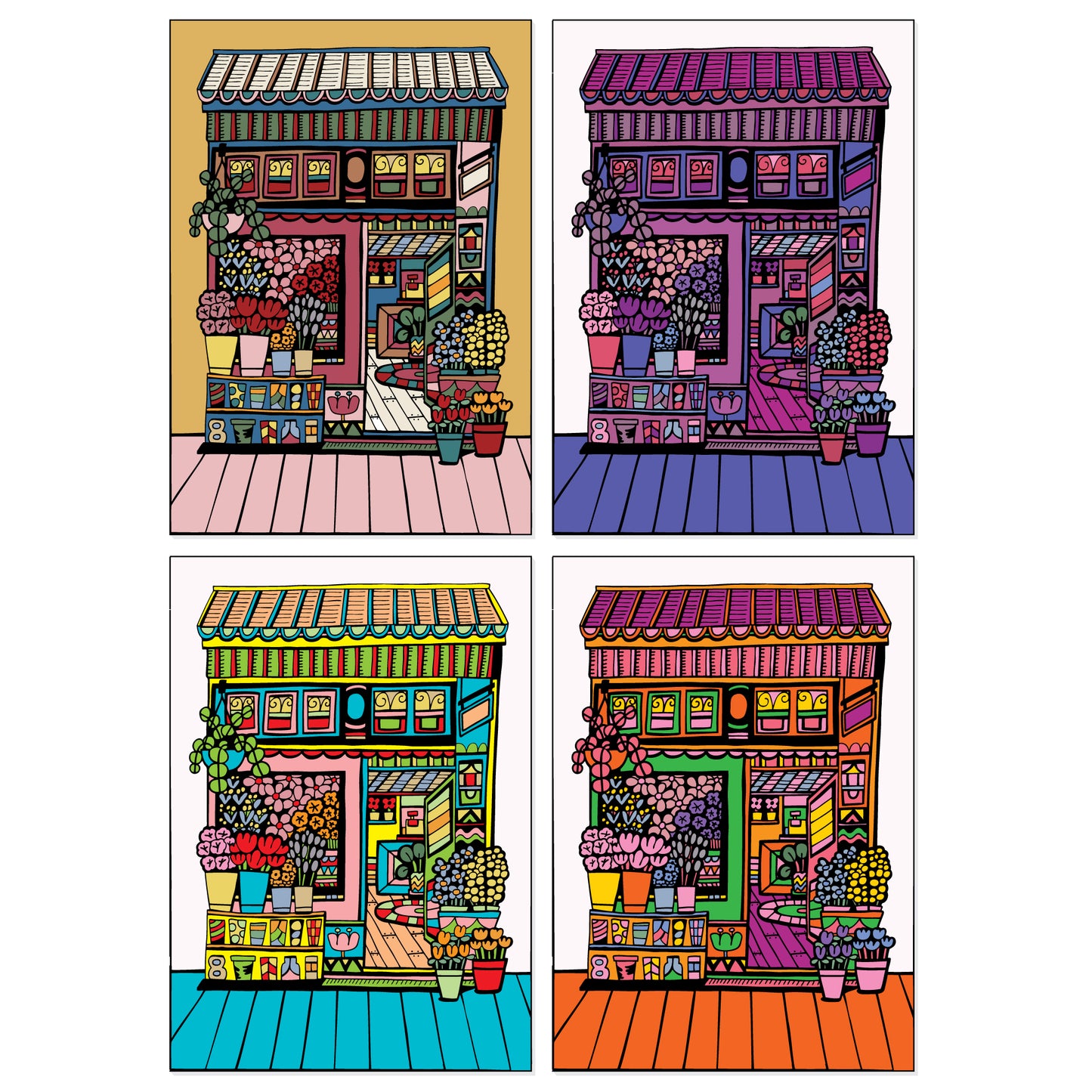 The Shops And Shelves Collection - Set Of Six A4 Artworks