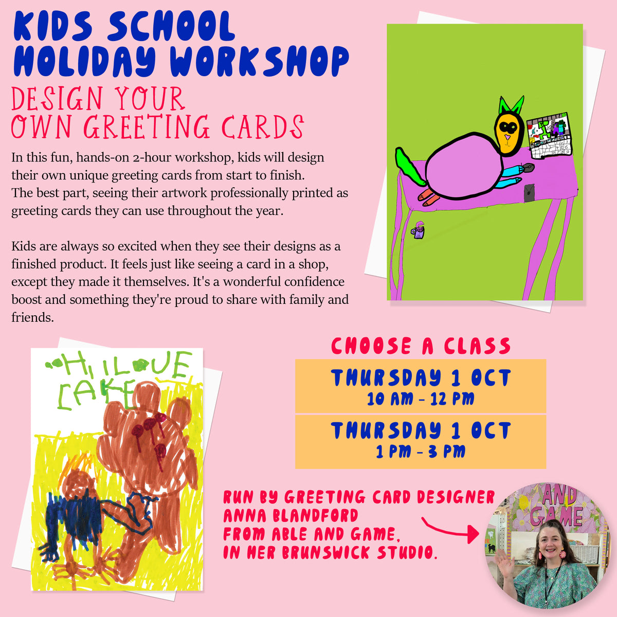 Kids School Holiday Art Workshop - Design Your Own Greeting Cards