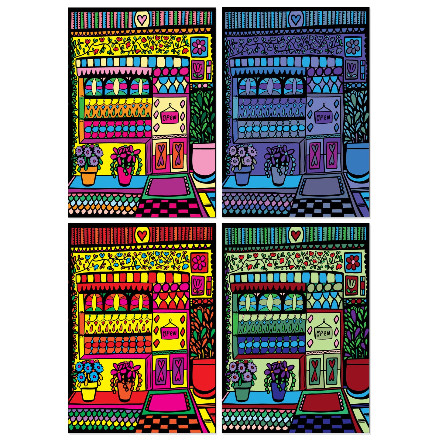 The Shops And Shelves Collection - Set Of Six A4 Artworks