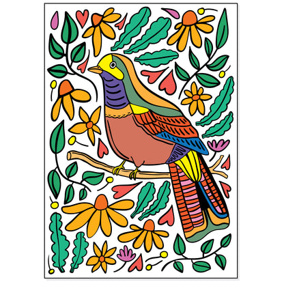 A4 Print - Bird And Flowers