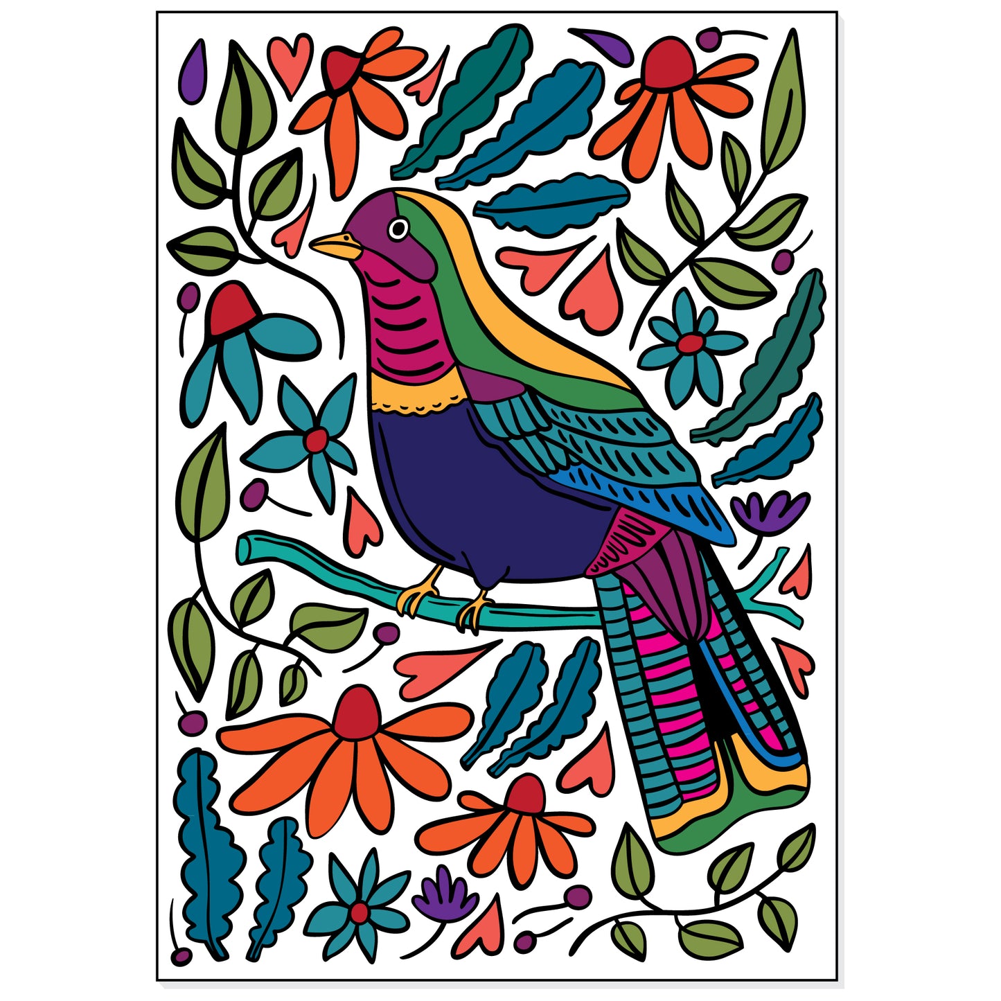 A4 Print - Bird And Flowers
