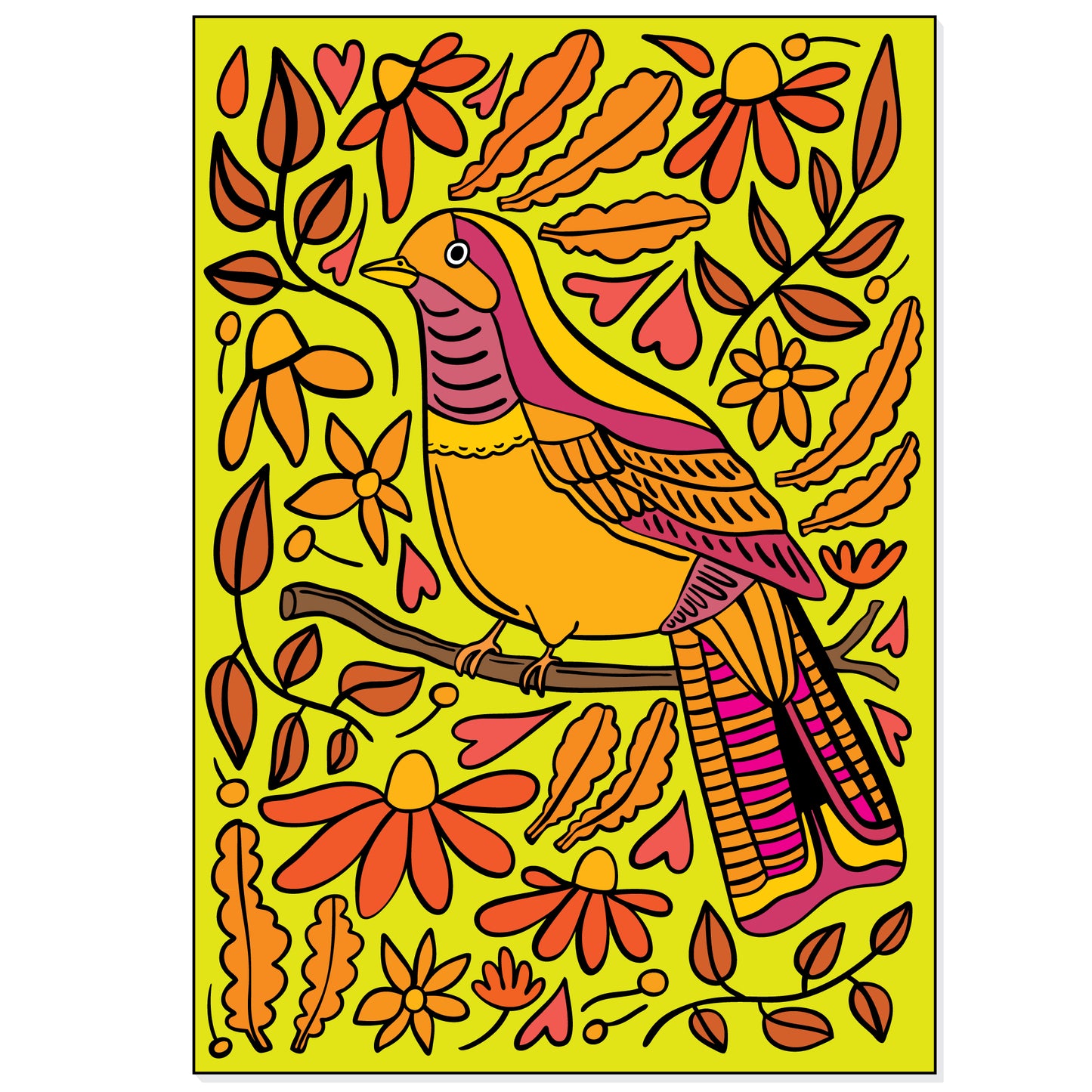 A4 Print - Bird And Flowers