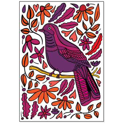 A4 Print - Bird And Flowers