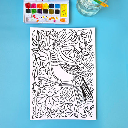 A4 Print - Bird And Flowers