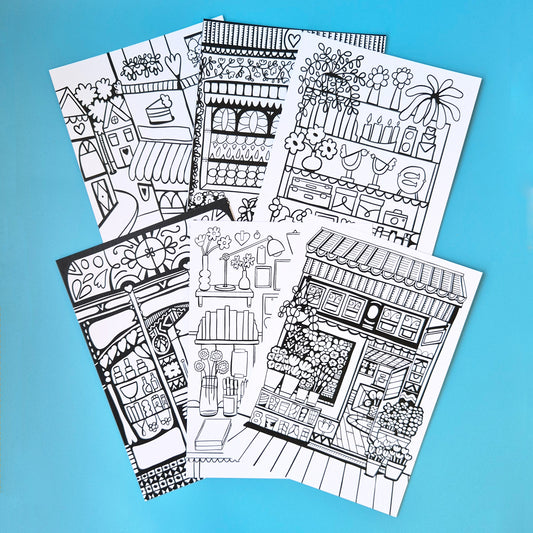 The Shops And Shelves Collection - Set Of Six A4 Artworks