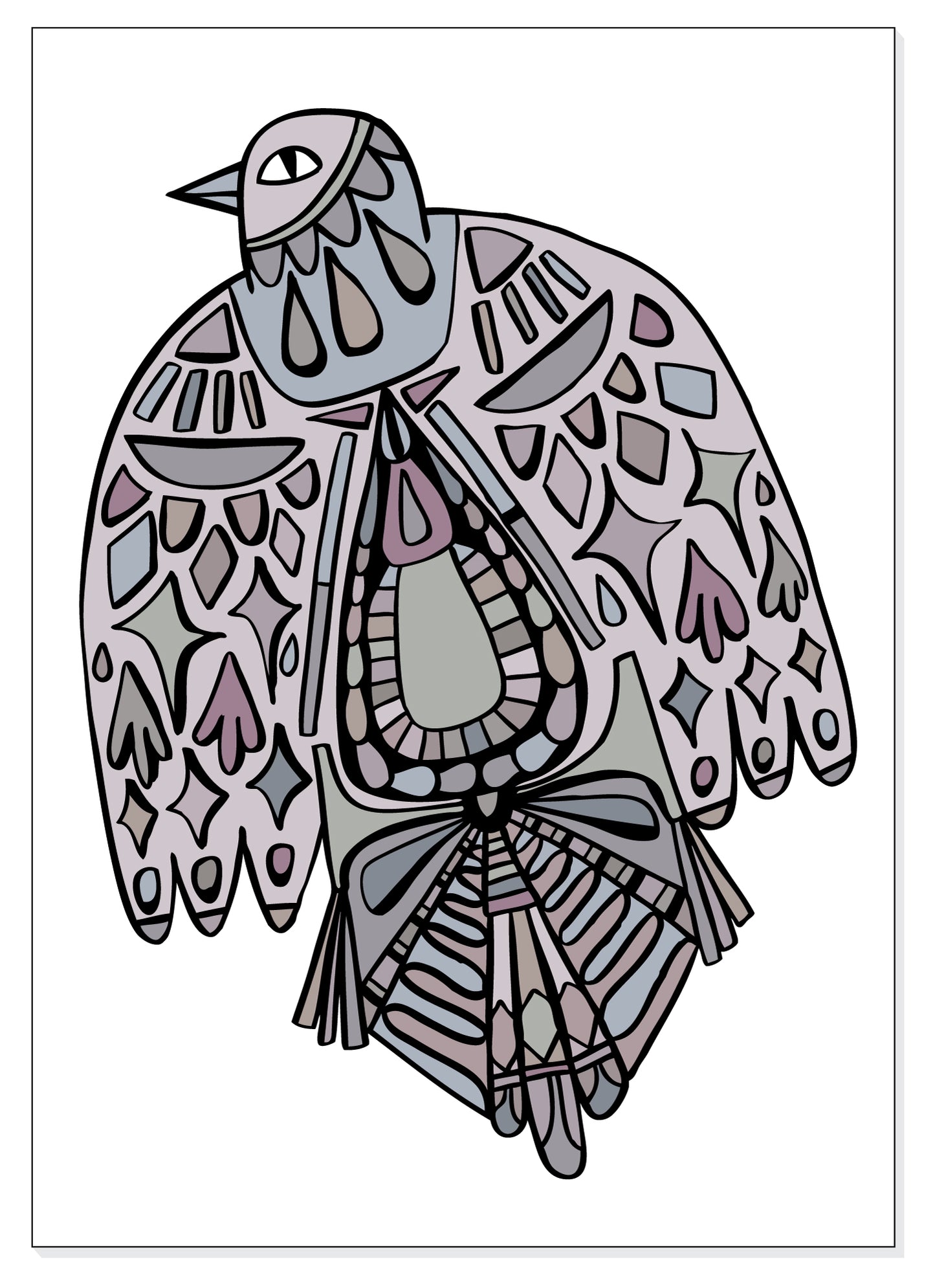 A5 Print - Patterned Bird